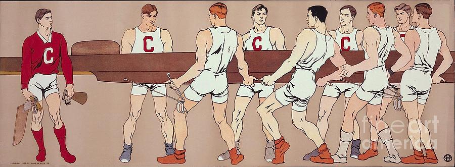 Cornell Eight Crew Rowing Poster Painting by MotionAge Designs
