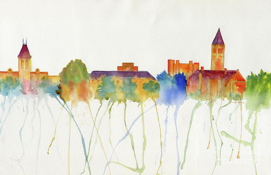 Cornell University Skyline Painting by Melly Terpening