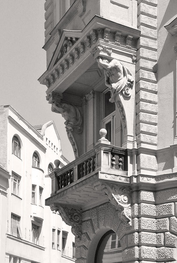 Corner Balcony with Figure Sculpture Budapest Photograph by James Dougherty Corner Balcony with Figure Sculpture Budapest Photograph by James Dougherty