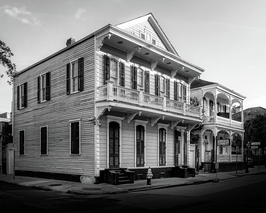 New Orleans Photograph - Corner Of Dumaine And Royal In Black and White by Greg and Chrystal Mimbs