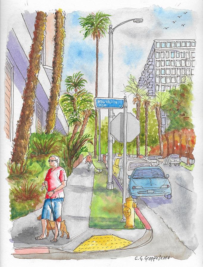 Corner of Hawthorn and Formosa in Hollywood, California Painting by Carlos G Groppa