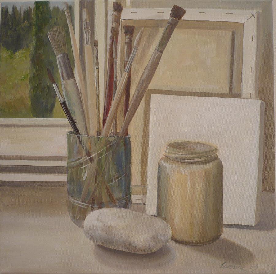 Corner of the studio. Painting by Caroline Philp