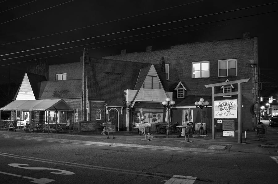 Corner Restaurant in Black and White Photograph by Greg and Chrystal Mimbs