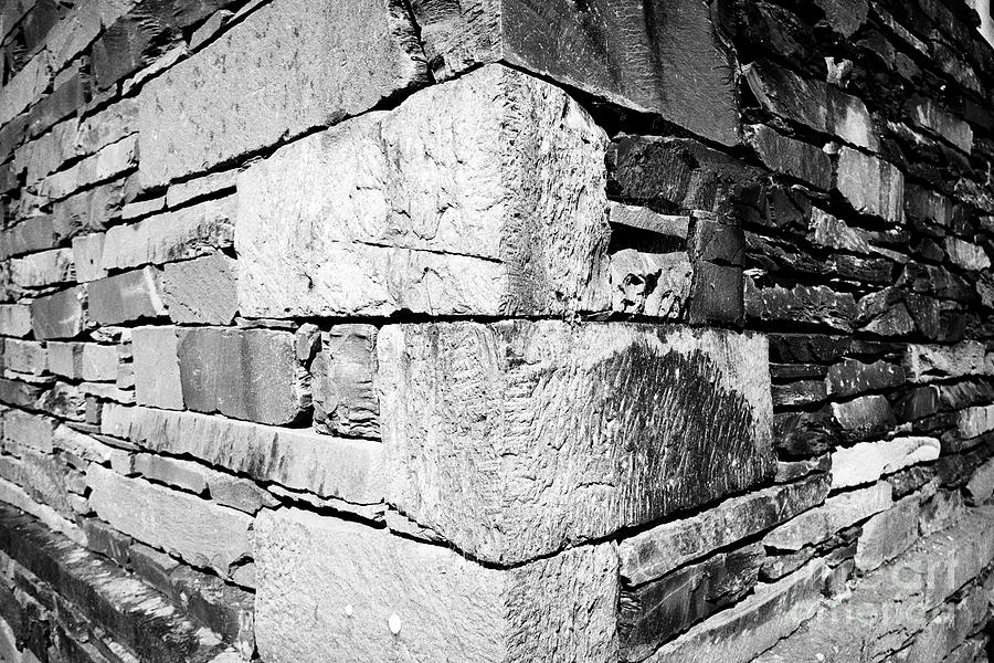 corner wall of building built of slate lakeland stone construction ...