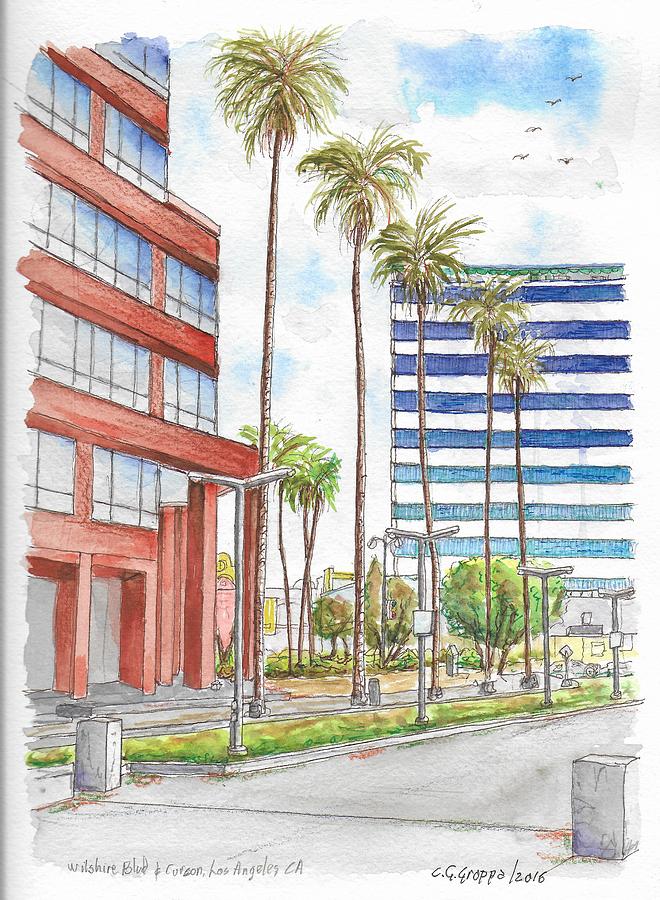 Corner Wilshire Blvd. and Curson, Miracle Mile, Los Angeles, CA Painting by Carlos G Groppa