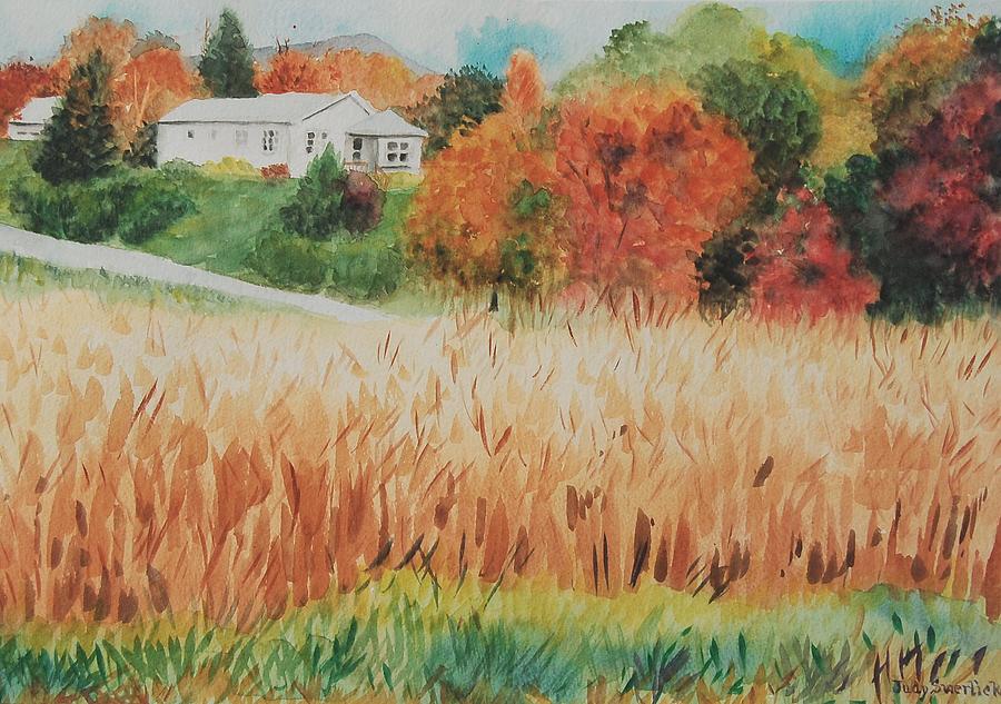 Cornfield in Autumn Painting by Judy Swerlick