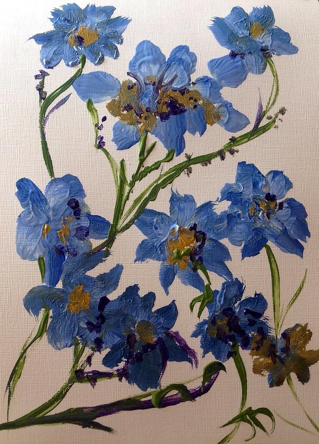 Cornflowers cousins Painting by Judith Desrosiers
