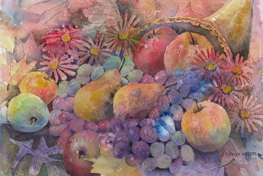 Cornucopia Of Fruit Painting by Arline Wagner
