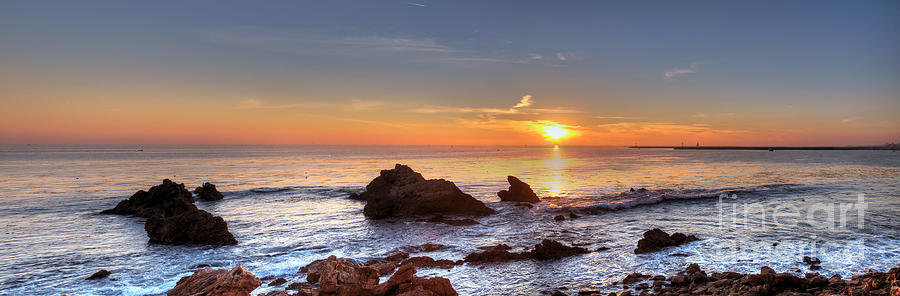 Corona Del Mar Sunset Panorama Photograph by Eddie Yerkish