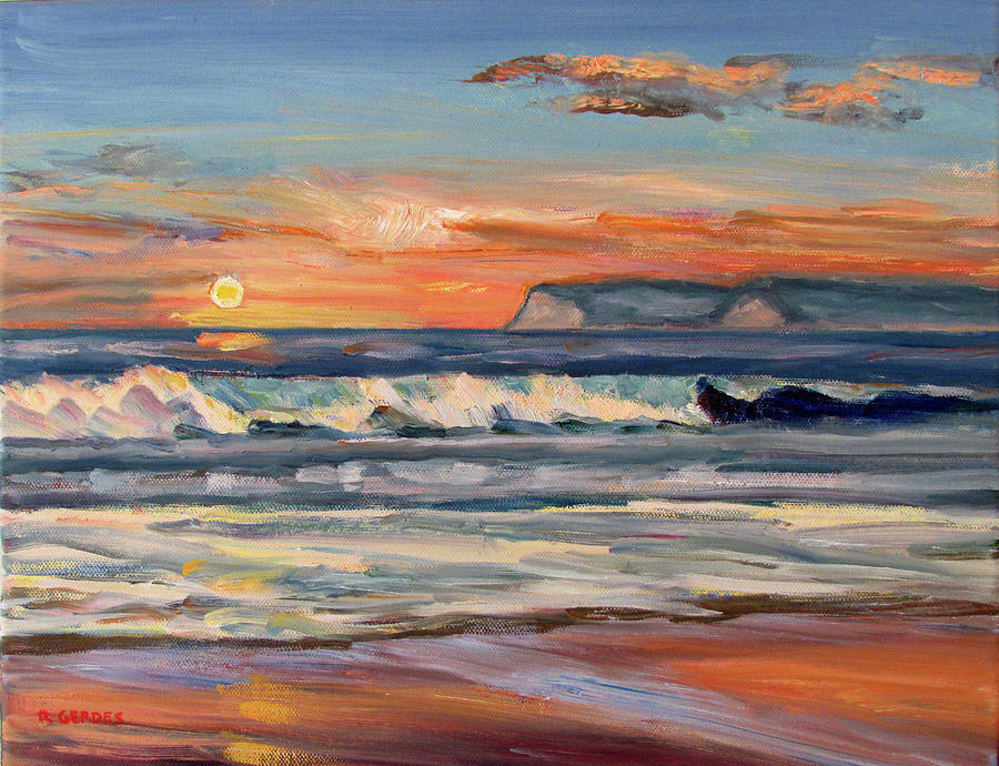 Coronado Sunset Surf Painting by Robert Gerdes | Fine Art America