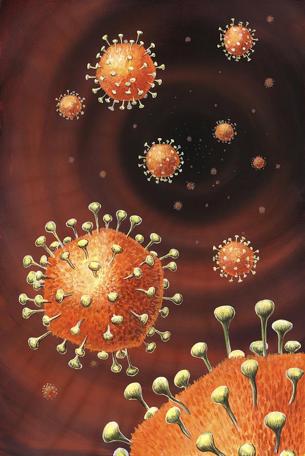 Coronavirus Photograph - Coronavirus Particles, Artwork by Richard Bizley