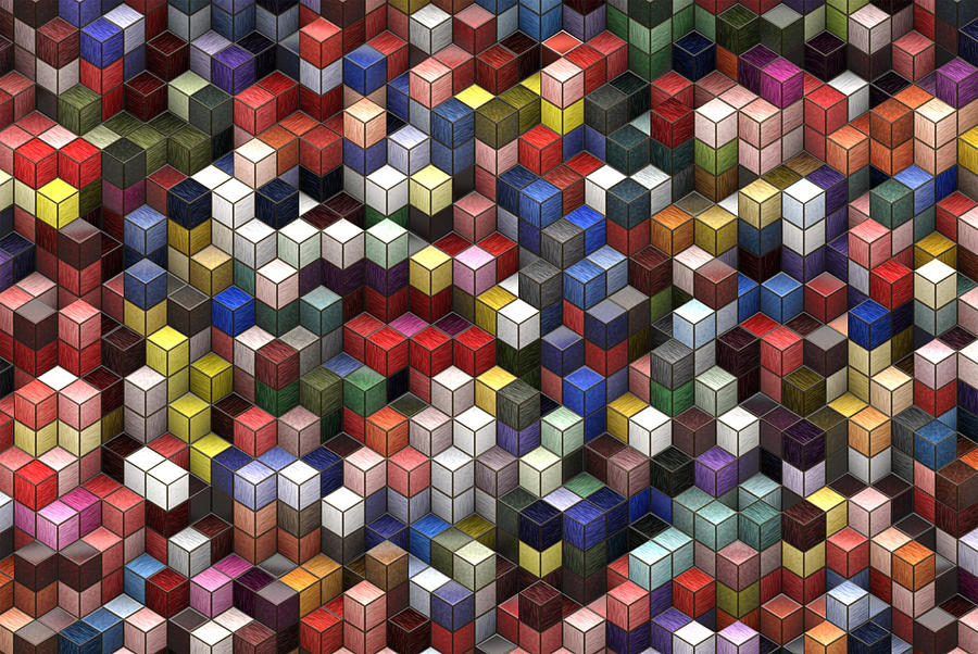 Abstract Painting - Cororful Cubes 2 by Jack Zulli