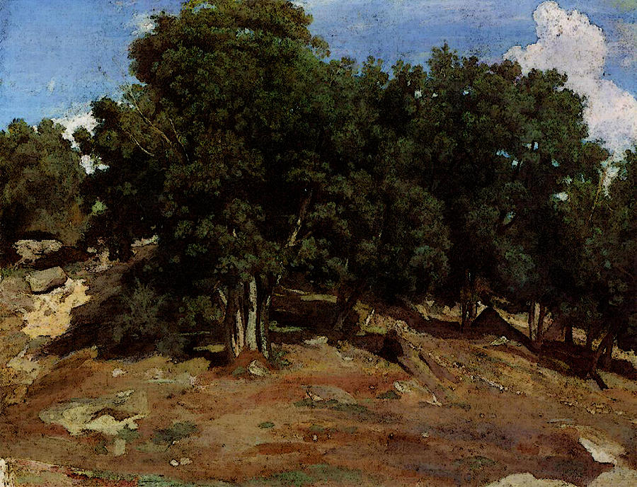 Corot Fontainebleau Black Oaks Of Bas Breau Digital Art by PixBreak Art