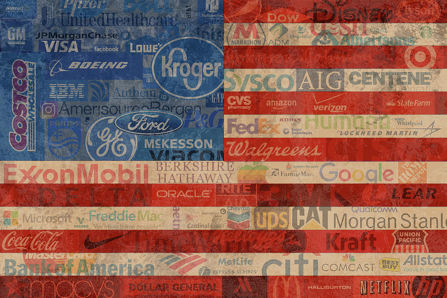 Corporate America Fortune 500 Companies USA Flag Mixed Media by Design Turnpike