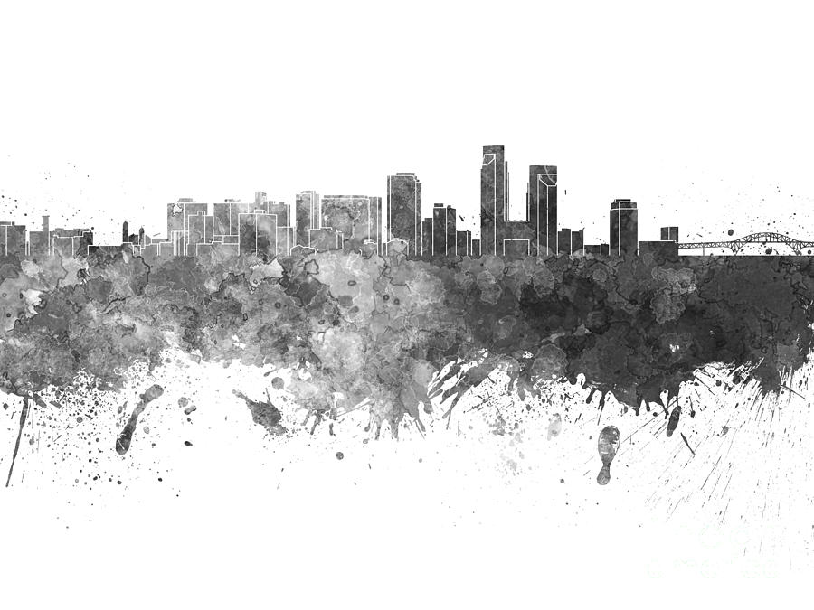 Corpus Christi skyline in black watercolor on white background Painting ...