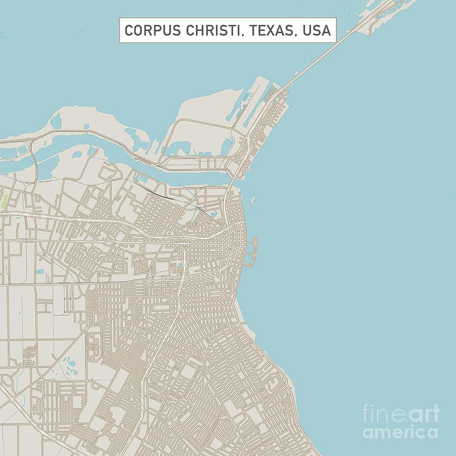 Corpus Christi Digital Art - Corpus Christi Texas US City Street Map by Frank Ramspott