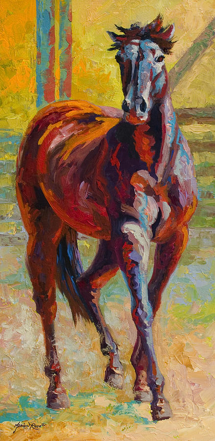 Horse Painting - Corral Boss - Mustang by Marion Rose