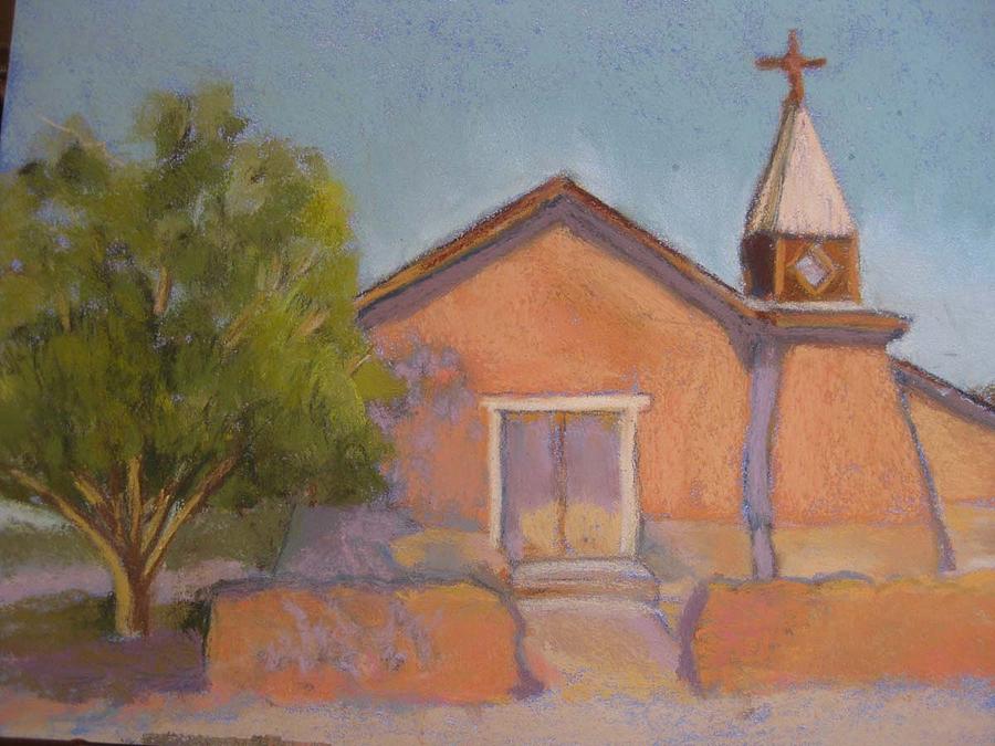 Corrales Church Pastel by Constance Gehring