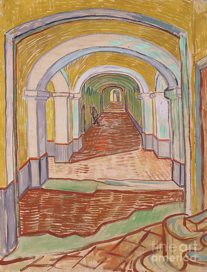 Corridor in the Asylum, September 1889 Painting by Vincent van Gogh