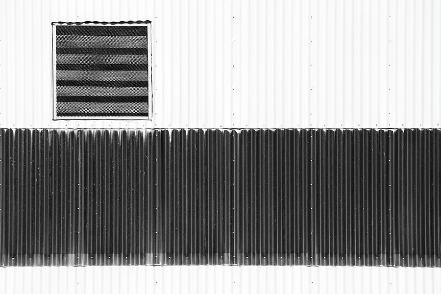 Corrugated Factory Wall BW Photograph by Mary Bedy