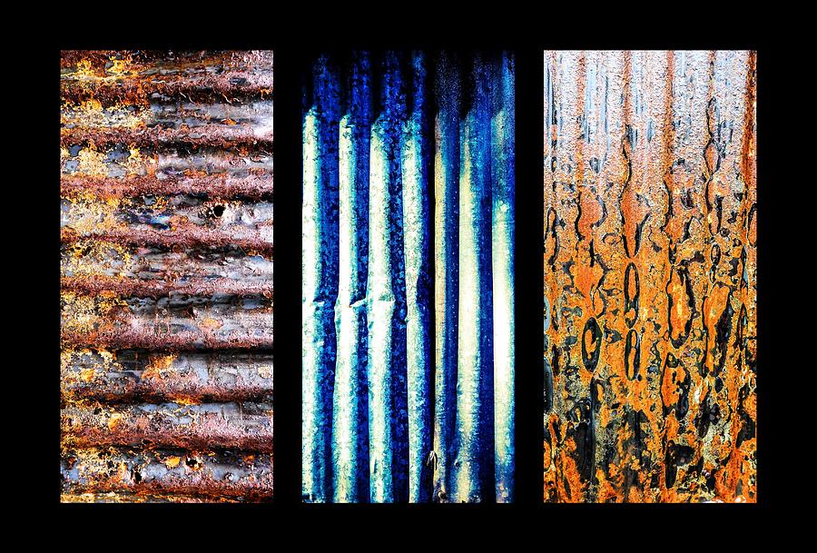 Corrugated Iron Triptych #5 Photograph by Lexa Harpell