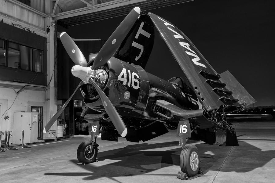 Corsair in the Hangar Photograph by Chris Buff