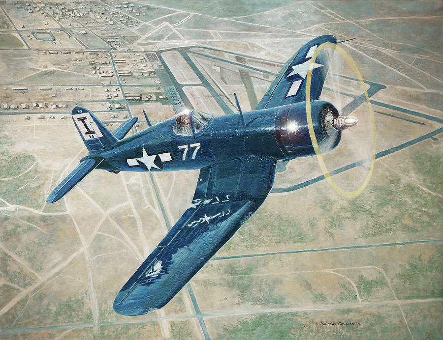 Corsair Over Mojave Painting by Douglas Castleman