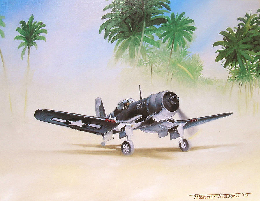 Aviation Painting - Corsair Preflight by Marc Stewart Aviation Painting - Corsair Preflight by Marc Stewart