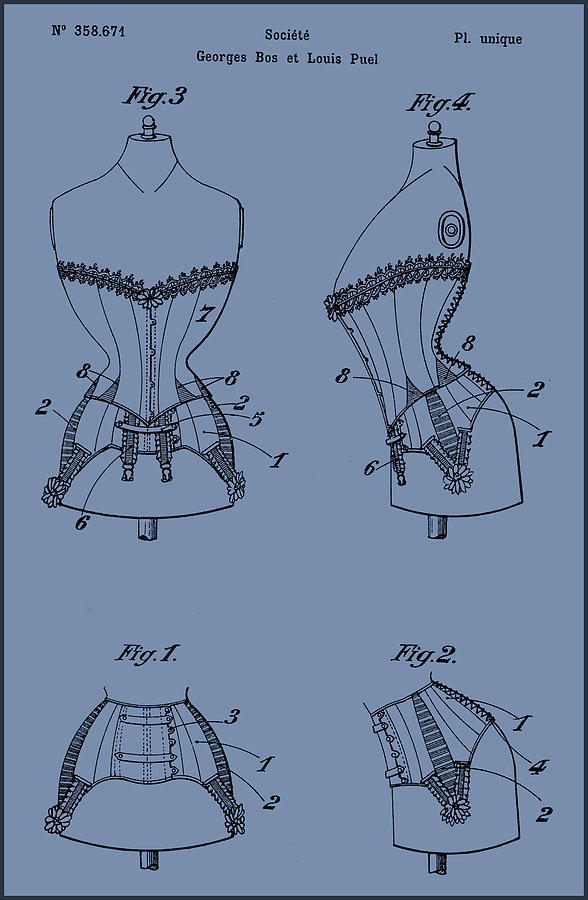 Corset Patent Drawing Painting by Patent Drawing