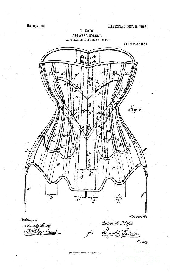 Corset Patent Photograph by FineArtRoyal Joshua Mimbs