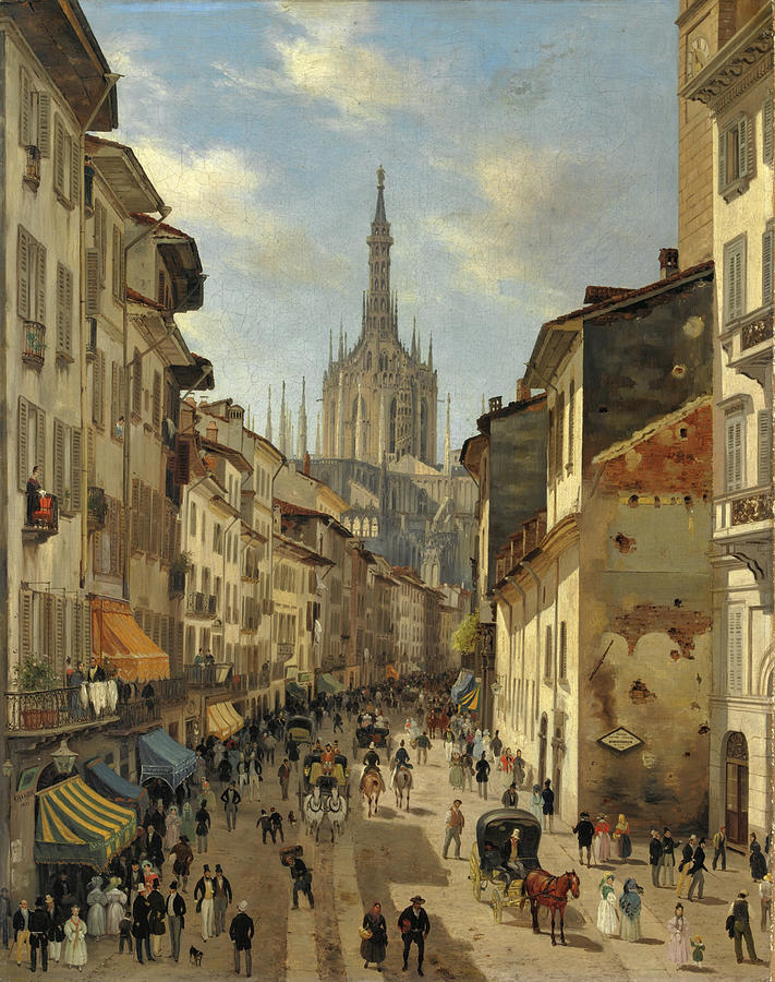 Corsia Dei Servi. Milano Painting by Giuseppe Canella
