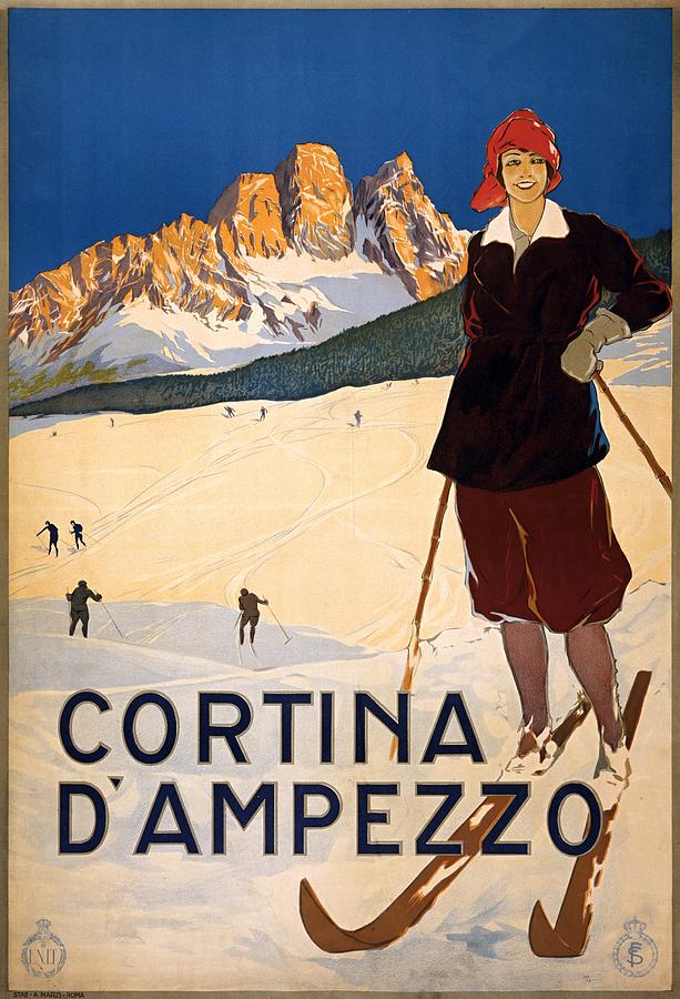 Cortina dAmpezzo, travel poster 1920 Painting by Vincent Monozlay