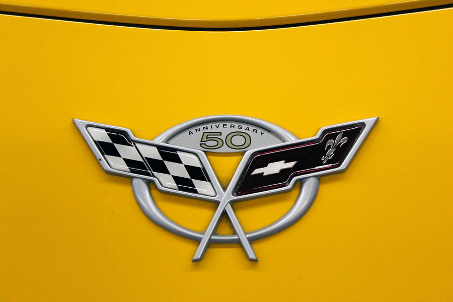 Corvette 50th Anniversary Emblem Photograph by DB Hayes