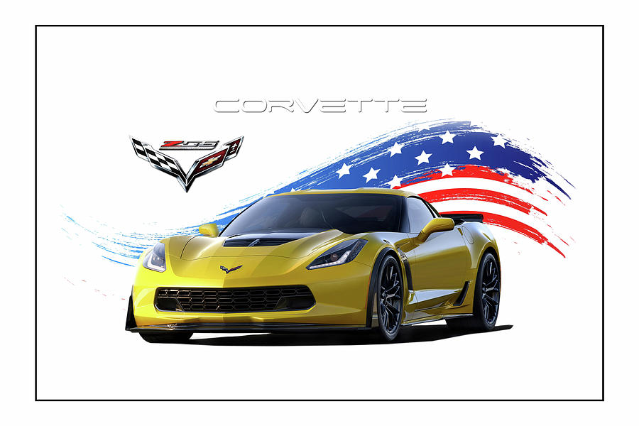 Corvette America Victory Yellow Digital Art by Peter Chilelli