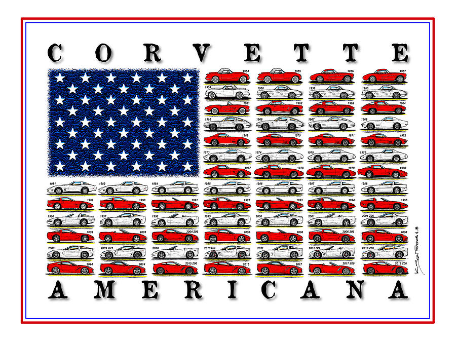 Corvette Americana Digital Art by K Scott Teeters