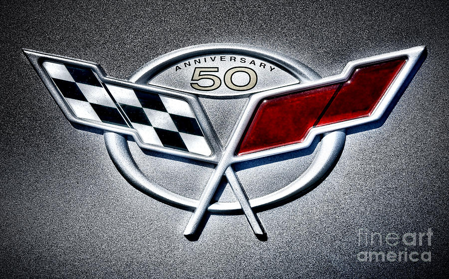 Corvette Fifty Anniversary Badge Photograph by Olivier Le Queinec