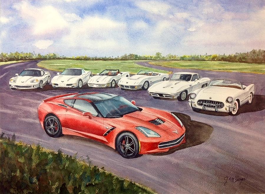 Corvettes Painting by Joseph Burger