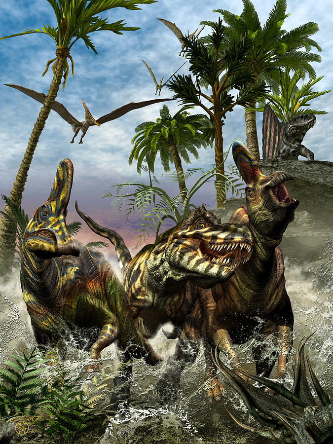 Nature Digital Art - Corythosaurus Last Run by Kurt Miller