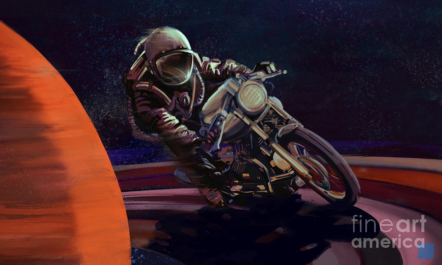 Astronaut Painting - Cosmic cafe racer by Sassan Filsoof