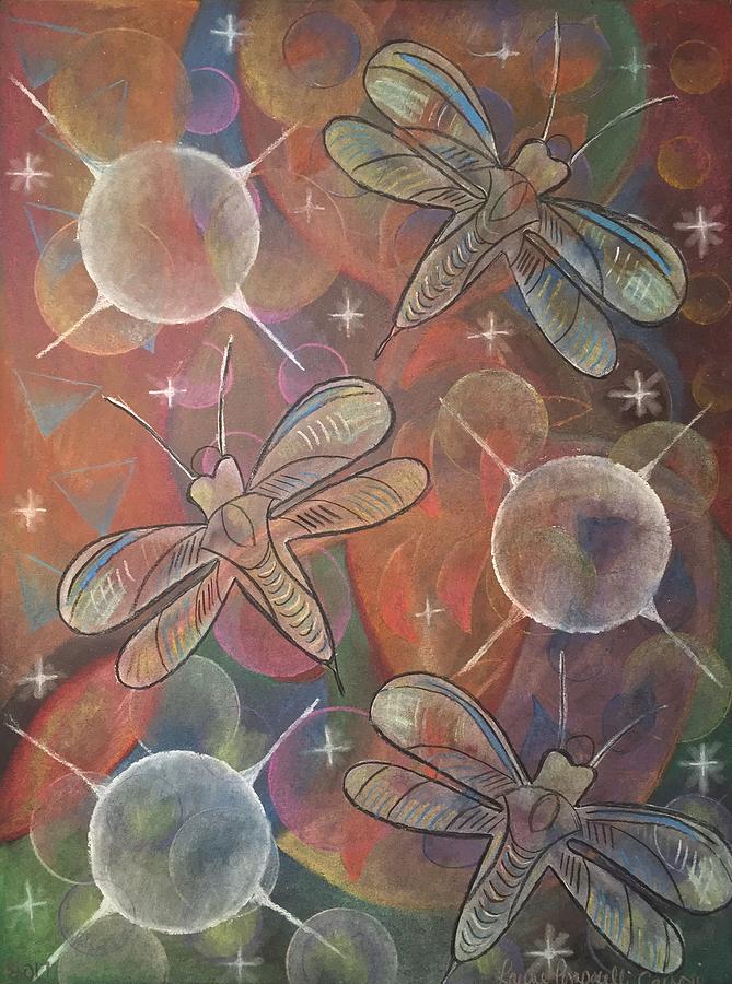 Cosmic Dragonflies  Pastel by Lauries Intuitive