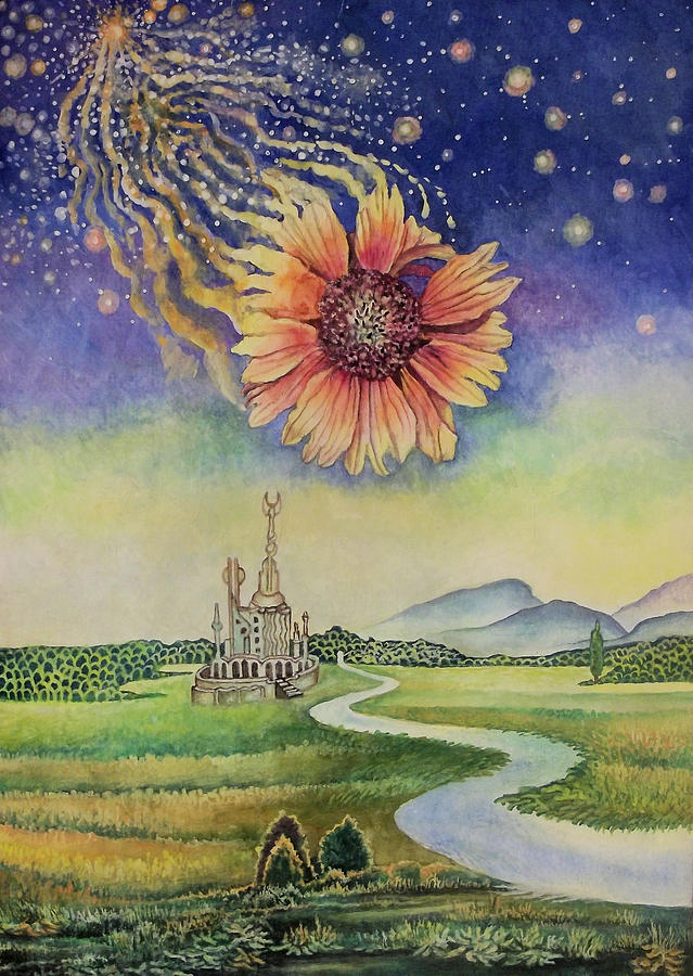 Castle Painting - Cosmic flower by Alexander Dudchin