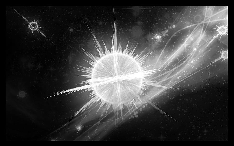 Space Digital Art - Cosmic Icestream BW by Shawn Dall