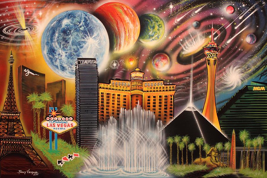 Las Vegas Painting - Cosmic Las Vegas by Tony Vegas