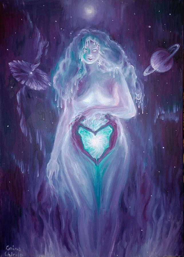 Cosmic Love Winter Soulmates Painting By Chirila Corina