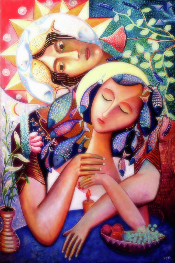 Cosmic Lovers The Embrace Painting