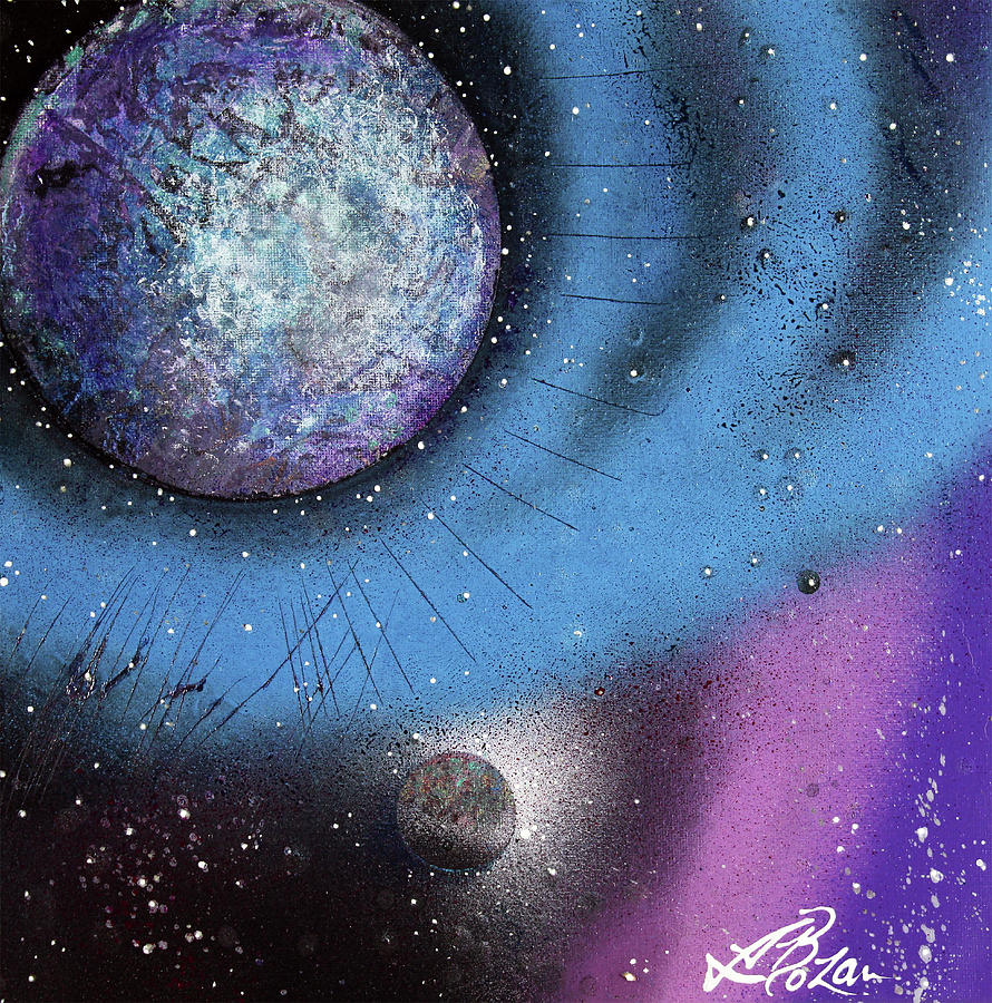 Space Painting - Cosmic Moon by Laura Barbosa
