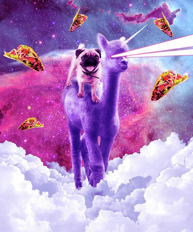 Cosmic Pug Riding Alpaca Unicorn Photograph by Random Galaxy - Pixels