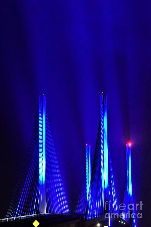 Blue Light Rays - Indian River Inlet Bridge Photograph by Kim Bemis