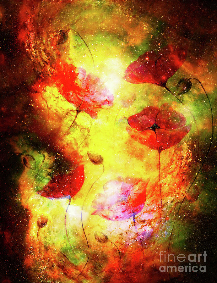 Cosmic Space With Flower Color Galaxy Background Computer