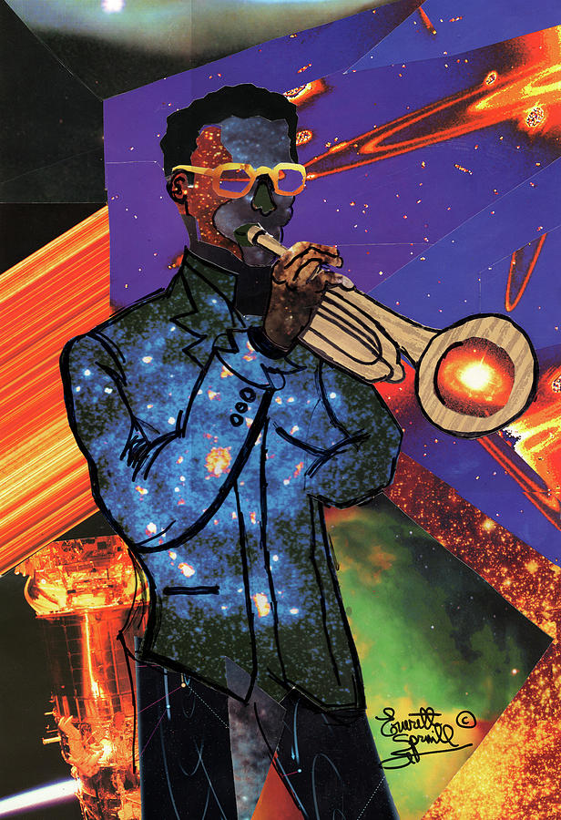 Cosmic Trumpeter Mixed Media by Everett Spruill